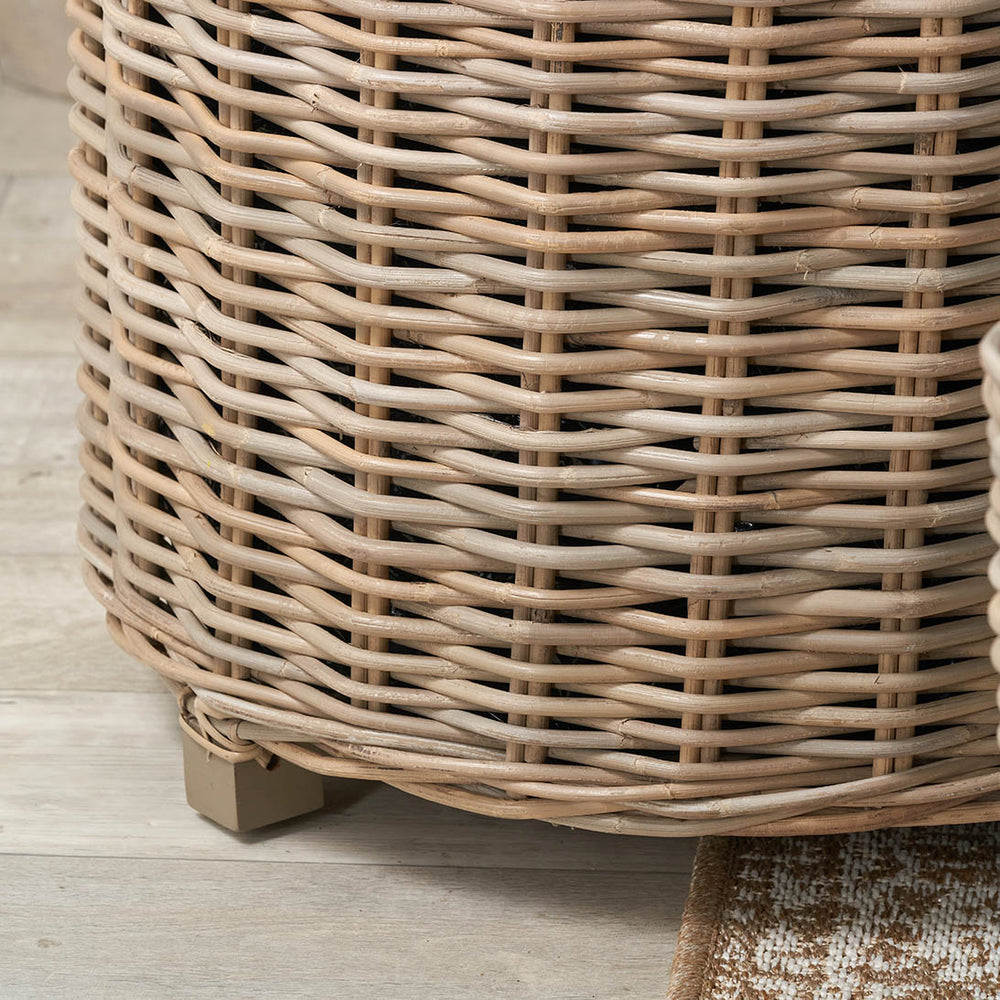 Taha Indoor Outdoor Grey Kubu Round Basket Planters S/3