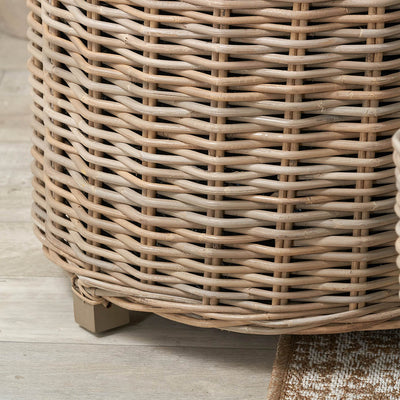 Taha Indoor Outdoor Grey Kubu Round Basket Planters S/3