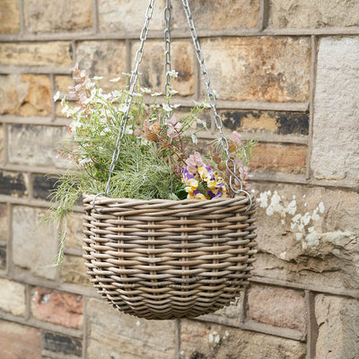 Kamala Indoor Outdoor Grey Kubu Round Hanging Basket Large
