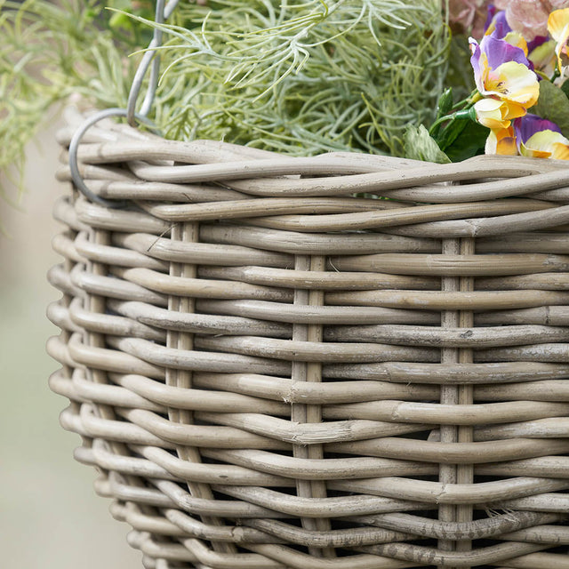 Kamala Indoor Outdoor Grey Kubu Round Hanging Basket Large