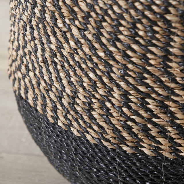 Muara Seagrass Natural and Black Handled Baskets S/2