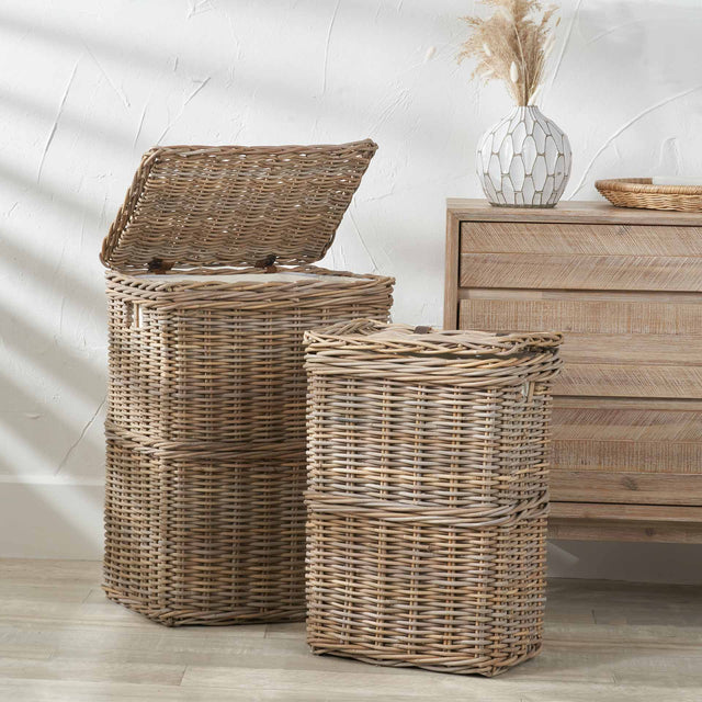 Kiki Grey Kubu Rectangular Linen Baskets S/2
