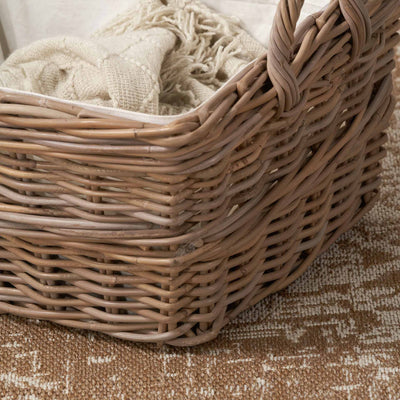 Kiki Grey Kubu Rectangular Handled Laundry Basket