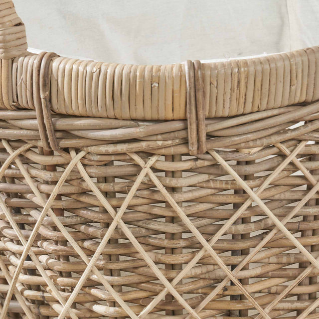 Tua Brown Rattan Oval Handled Laundry Basket