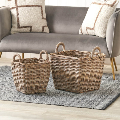 Hendra Grey Kubu Graduated Square Storage Baskets S/2