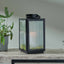 Jones Black & Ribbed Glass Lanterns S/2