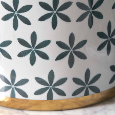 Liza Green & Gold Leaf Ceramic Lidded Ginger Jar
