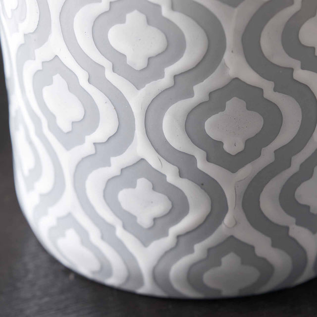 Lila Grey & White Ceramic Geo Pattern Lidded Ginger Jar