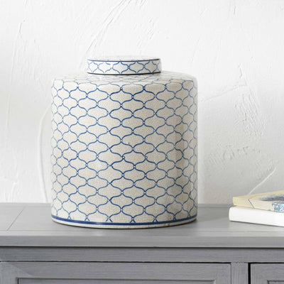 Emeri Grey & Blue Ceramic Lidded Ginger Jar