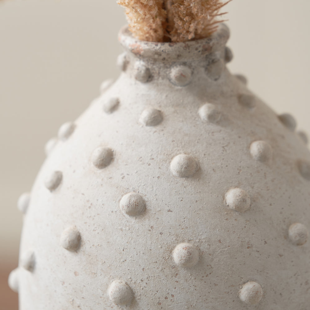 Kiara Textured Dot Light Grey Stoneware Vase