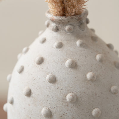 Kiara Textured Dot Light Grey Stoneware Vase