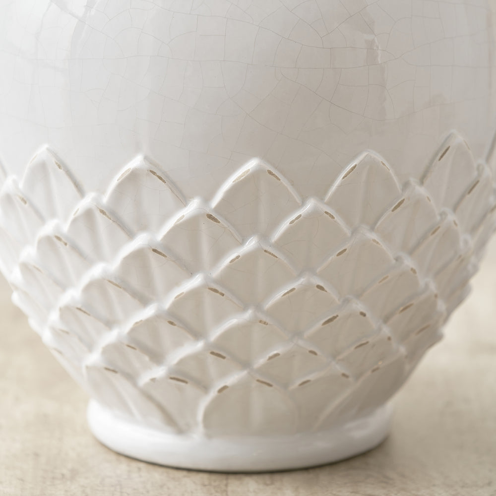 Aspen White Leaf Detail Stoneware Vase