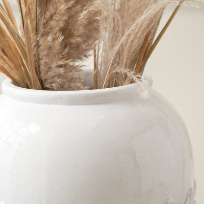 Aspen White Leaf Detail Stoneware Vase