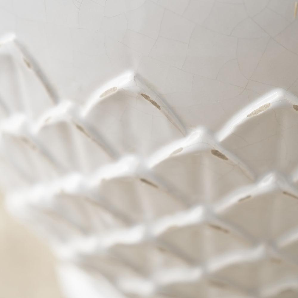 Aspen White Leaf Detail Stoneware Vase
