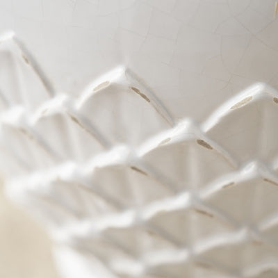 Aspen White Leaf Detail Stoneware Vase