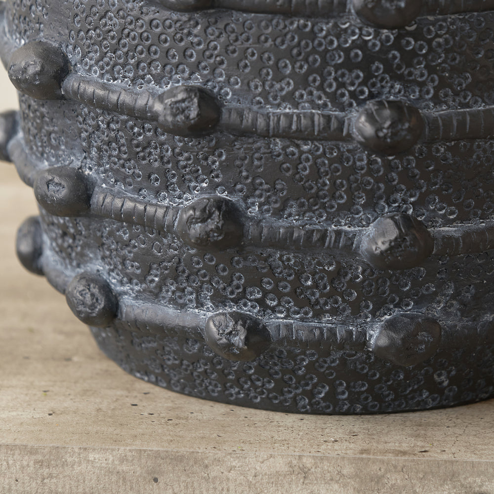 Harlie Black Bobble Fibrestone Planter