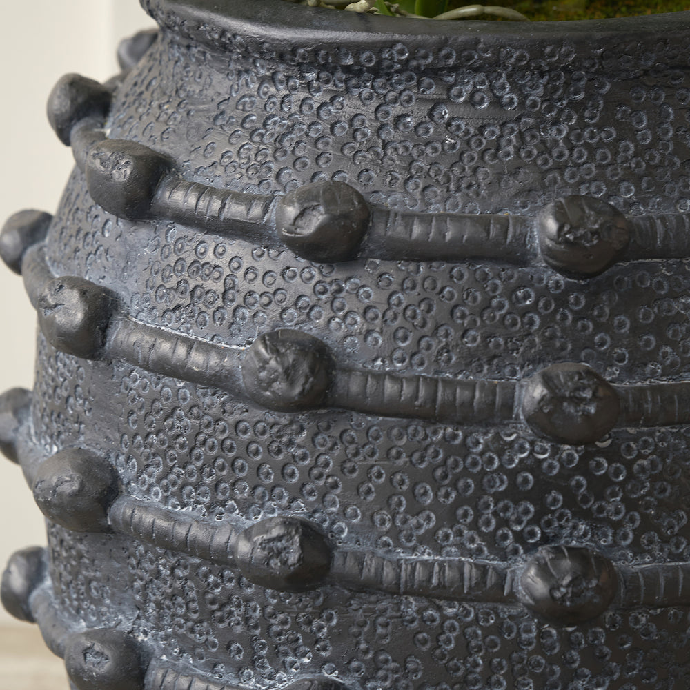 Harlie Black Bobble Fibrestone Planter
