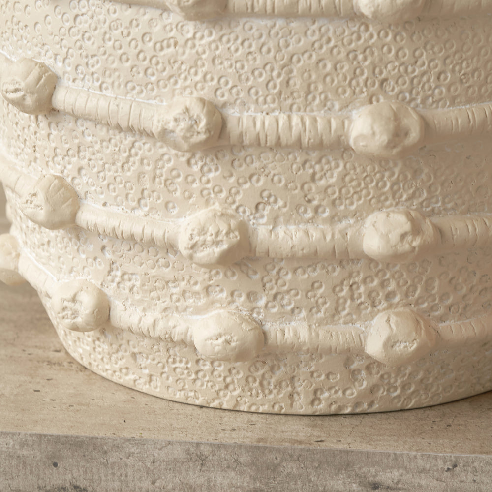 Harlie Cream Bobble Fibrestone Planter