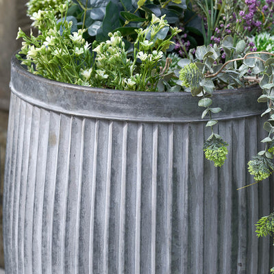Griffin Galvanised Zinc Barrel Planters S/2