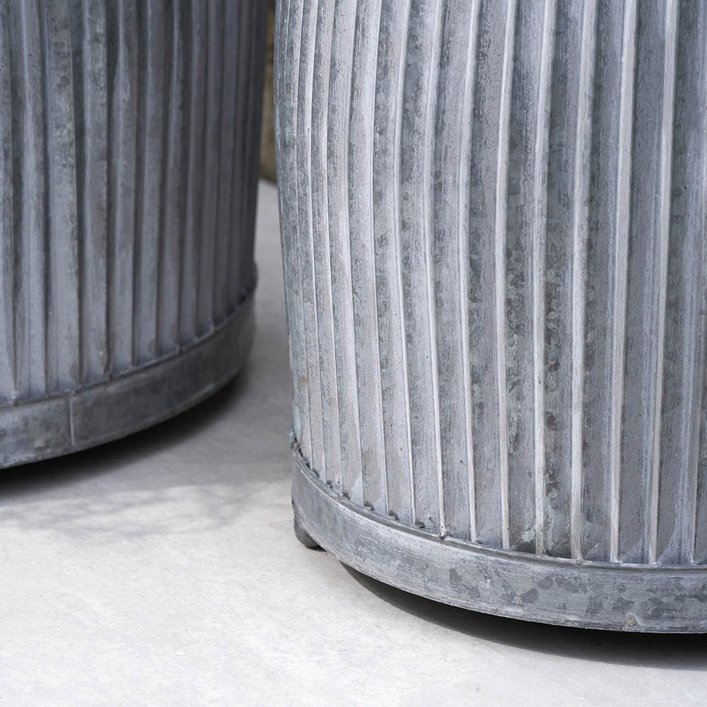 Griffin Galvanised Zinc Barrel Planters S/2