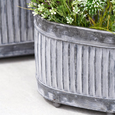 Griffin Galvanised Zinc Oval Planters S/3