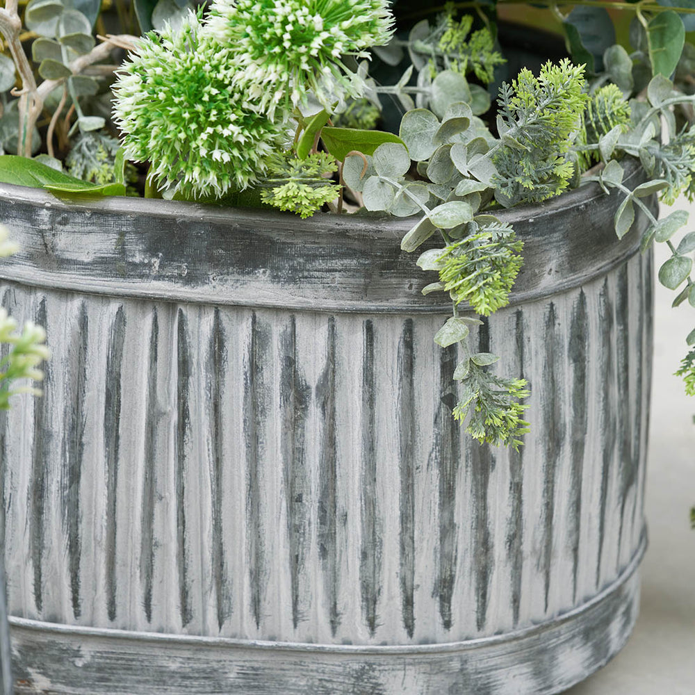 Griffin Galvanised Zinc Oval Planters S/3