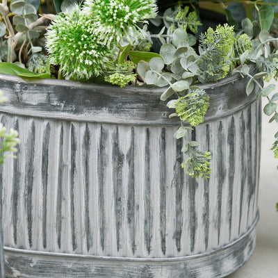 Griffin Galvanised Zinc Oval Planters S/3