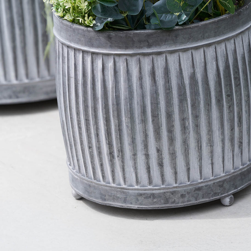 Griffin Galvanised Zinc Round Planters S/3
