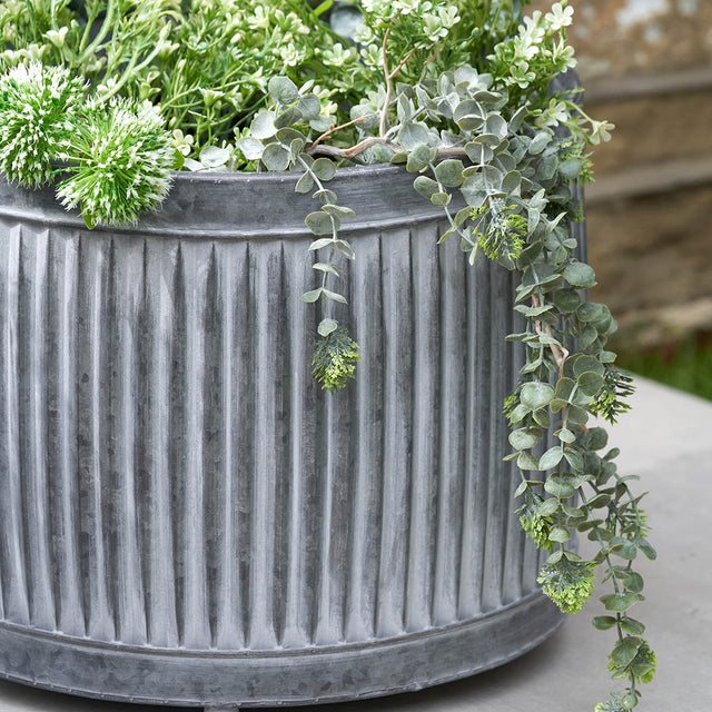 Griffin Galvanised Zinc Round Planters S/3