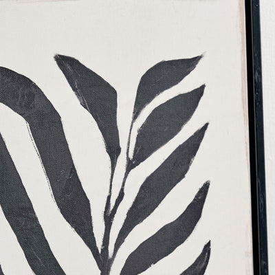 Allana Leaf Print Canvases with Black Frames S/2