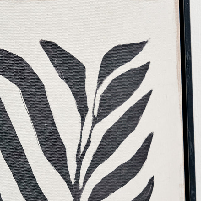 Allana Leaf Print Canvases with Black Frames S/2
