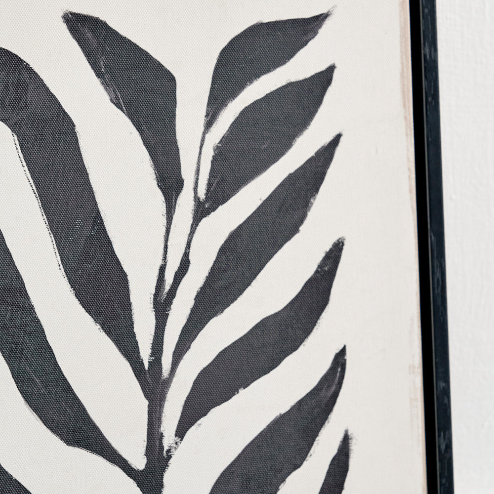 Allana Leaf Print Canvases with Black Frames S/2