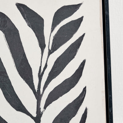 Allana Leaf Print Canvases with Black Frames S/2