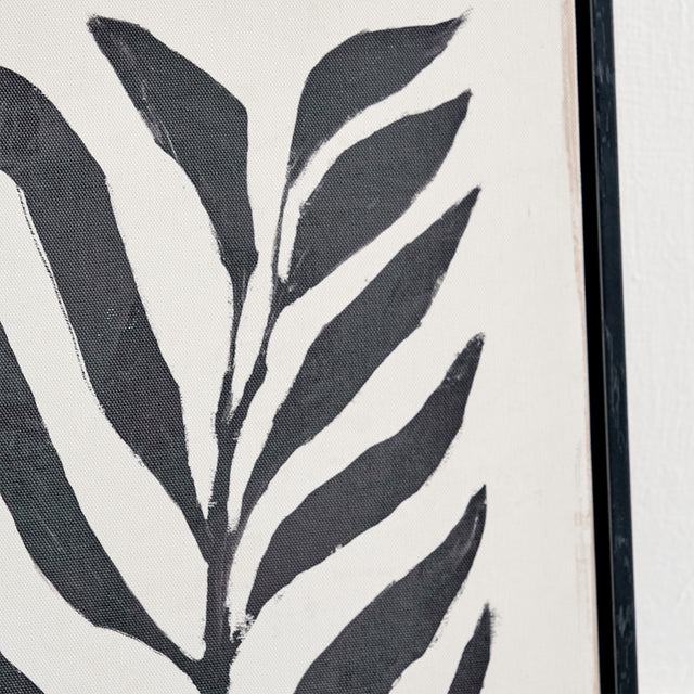 Allana Leaf Print Canvases with Black Frames S/2