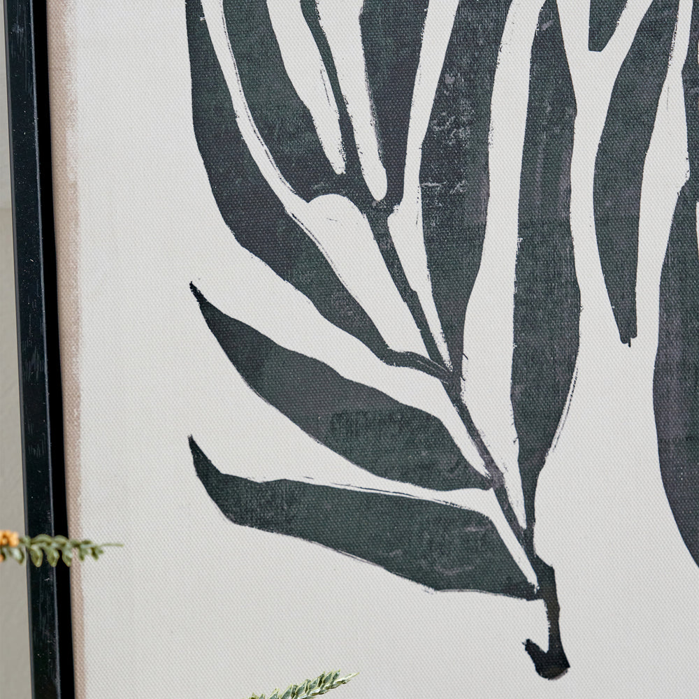 Allana Leaf Print Canvases with Black Frames S/2