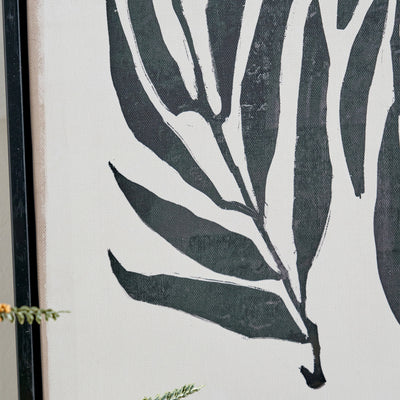 Allana Leaf Print Canvases with Black Frames S/2