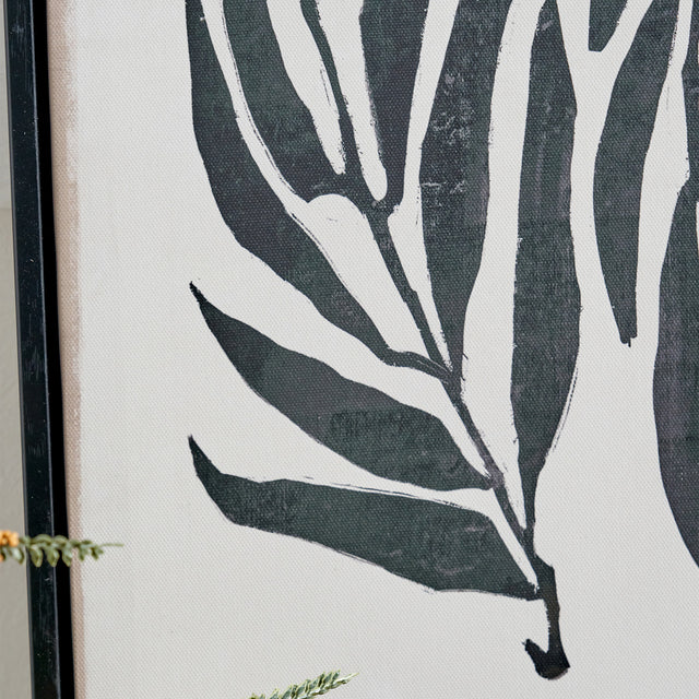 Allana Leaf Print Canvases with Black Frames S/2