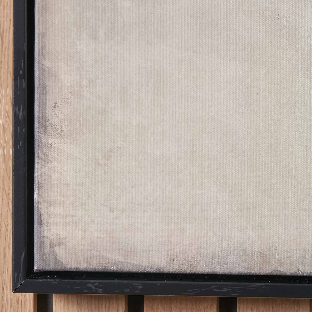Axton Grey and White Abstract Canvas with Black Frame