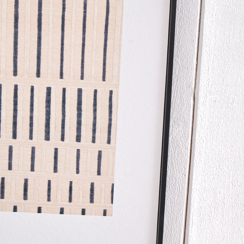 Dulcie Natural and Black Textured Striped Framed Canvas