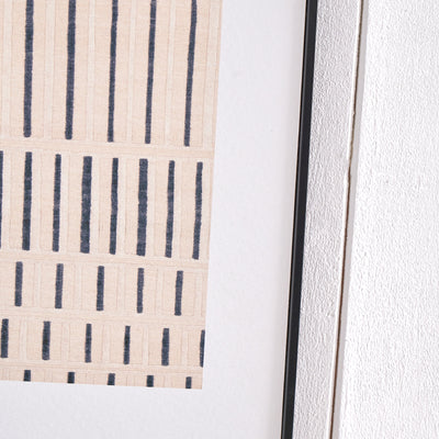 Dulcie Natural and Black Textured Striped Framed Canvas