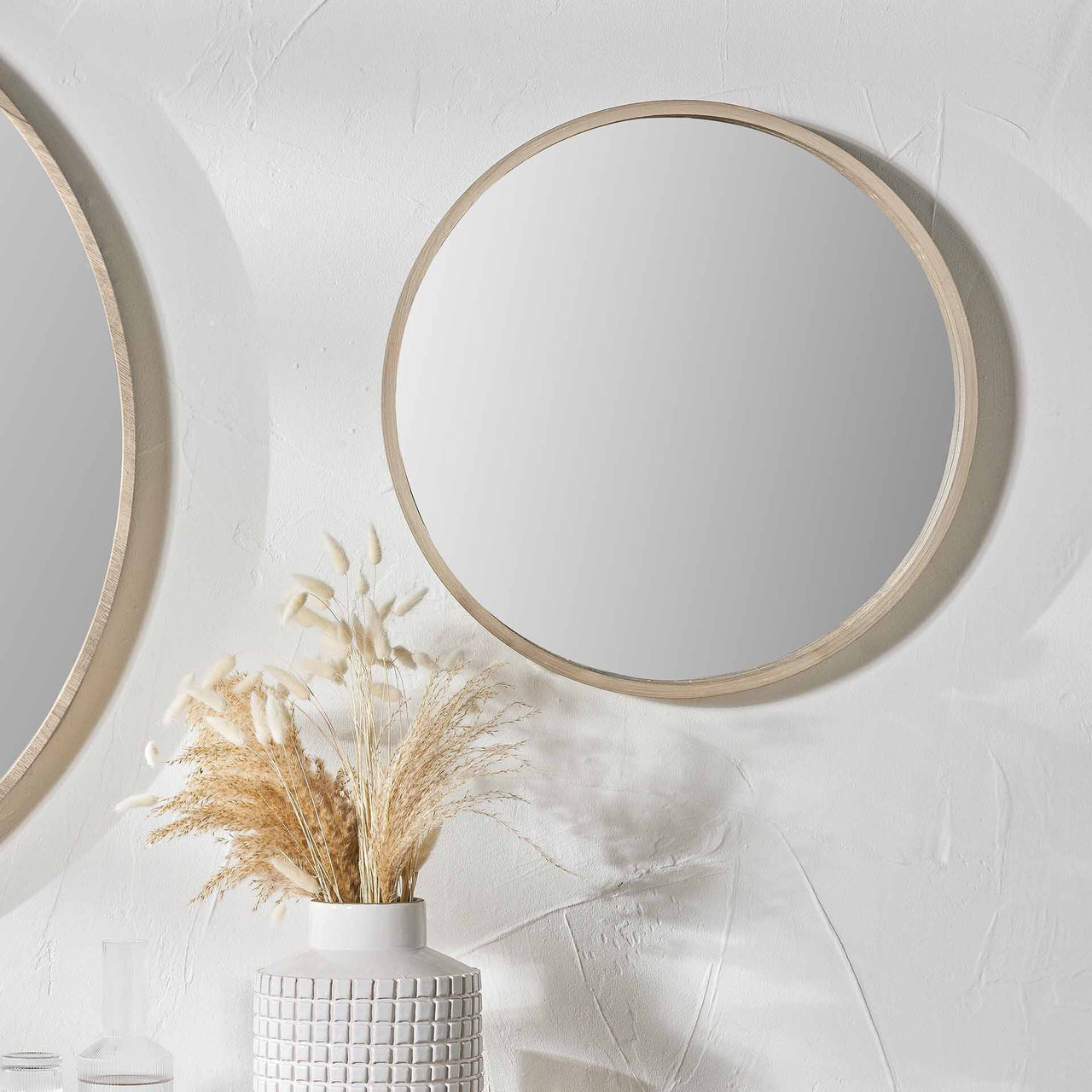 Varberg Natural Wood Round Wall Mirror