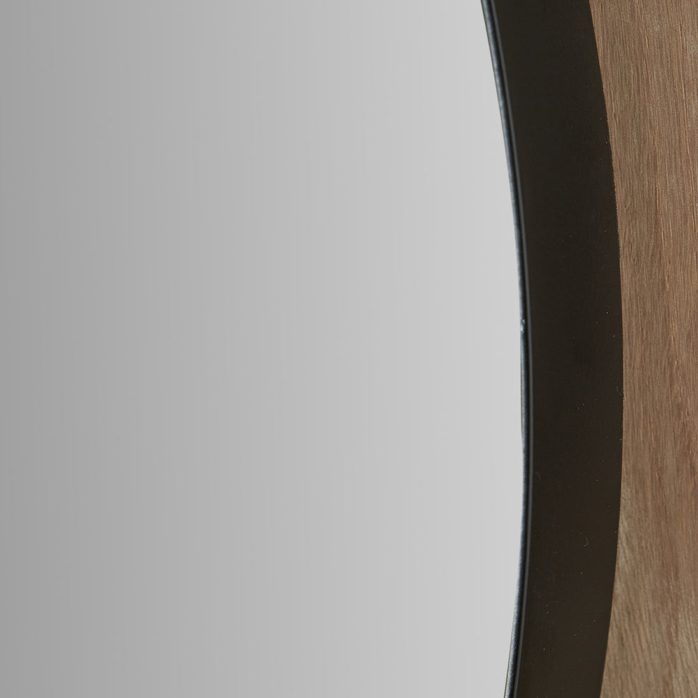 Koa Black Slim Frame Round Wall Mirror Large