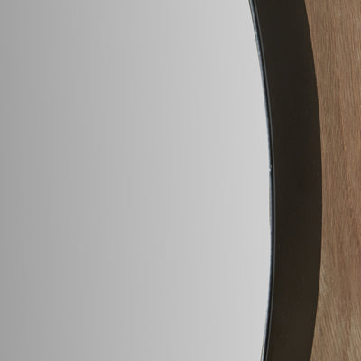 Koa Black Slim Frame Round Wall Mirror Large