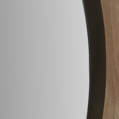 Koa Black Slim Frame Round Wall Mirror Small