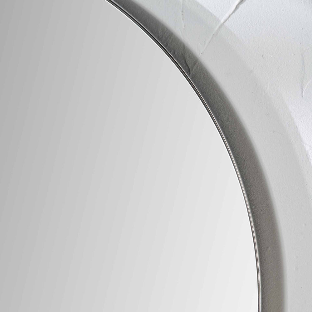 Koa Silver Slim Frame Round Wall Mirror Small