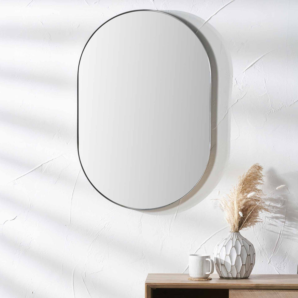 Calista Brushed Silver Oval Wall Mirror
