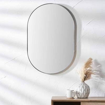 Calista Brushed Silver Oval Wall Mirror