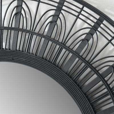 Adira Black Bamboo Round Mirror