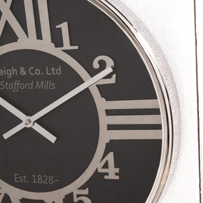 Orpheus Silver and Black Wall Clock