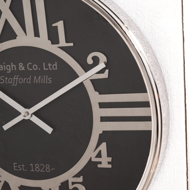 Orpheus Silver and Black Wall Clock